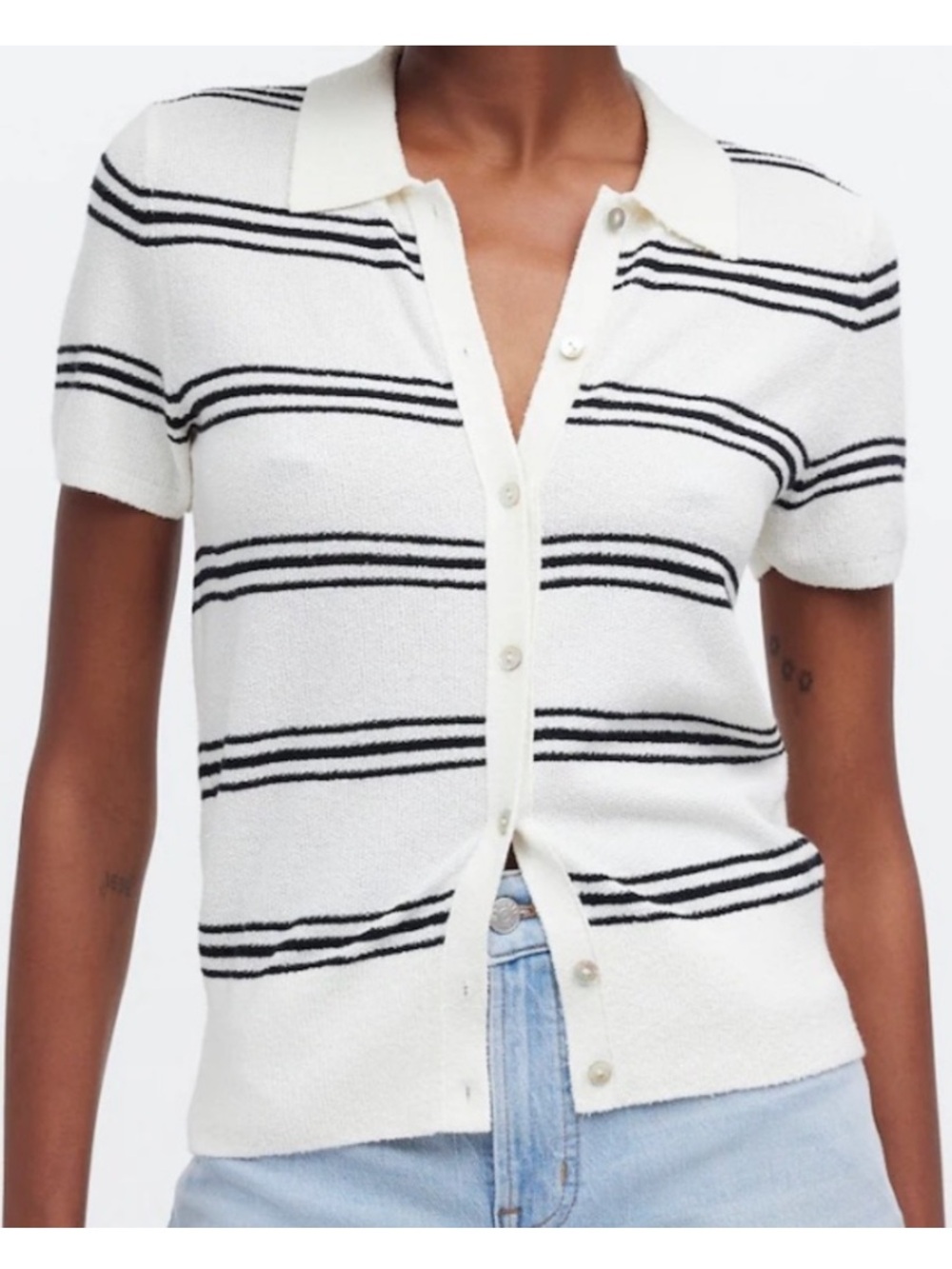 Madewell Polo Knit Short Sleeve Button Front Tee